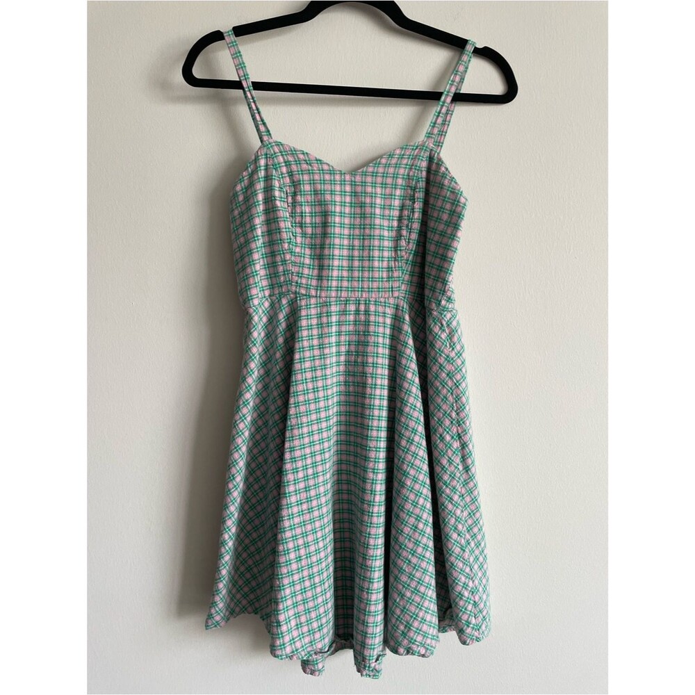 watermelon green pink gingham coquette girly babydoll cotton linen summer dress
